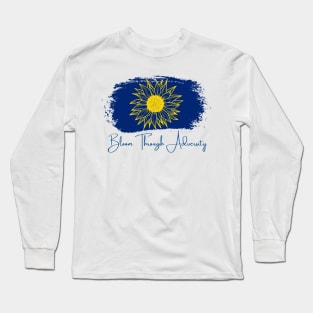 Bloom Through Adversity - Yellow Sunflower/Blue Paint Streak Long Sleeve T-Shirt